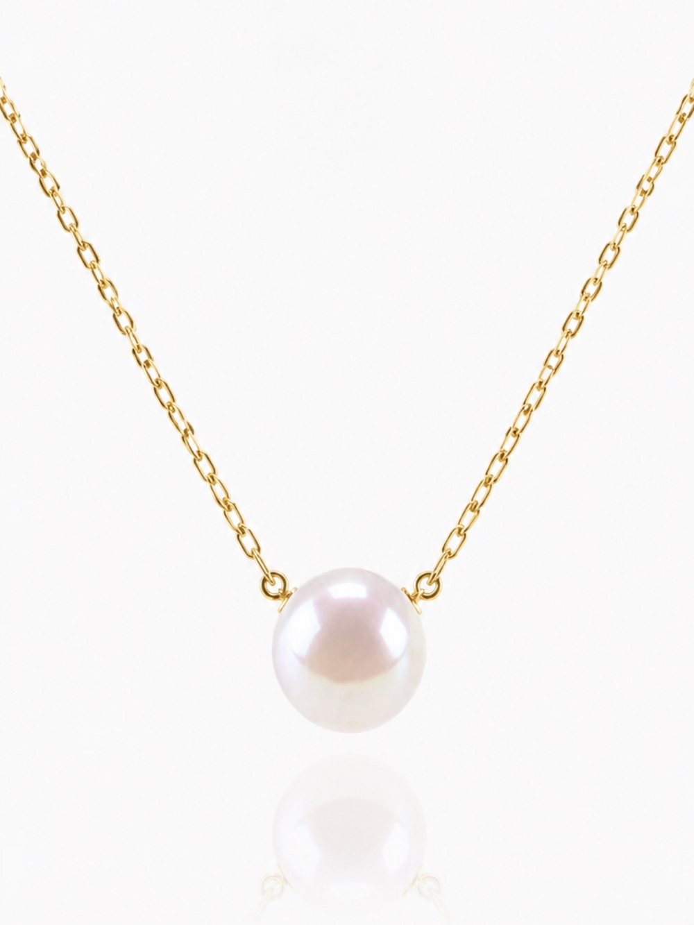 18K Gold Genuine Freshwater Pearl Pendant Necklace Dainty Pearl Chain 16-18” Lux